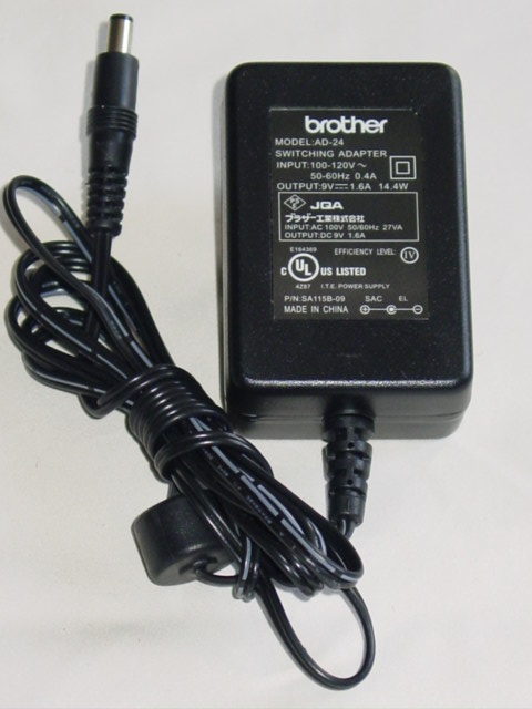 NEW Brother AD-24 AC Adapter SA115B-09 9V 1.6A